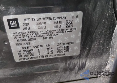 2018 Buick Encore Preferred from USA, damaged, VIN KL4CJASB7JB663824